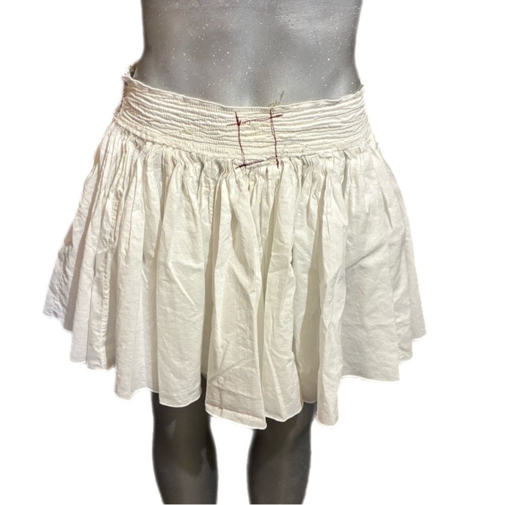 Z-Brand Y2K White A-Line Pleated Mini Skirt Sz Small 100% Cotton Preppy Bohemian